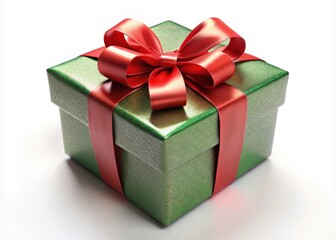 Obraz premium 3D Christmas Gift Box, Holiday Present, Bow, Festive, White Background, Gift Ad, Xmas Packaging, Holiday Season