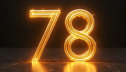 Glowing Number 78:  A radiant digital artwork featuring the number seventy-eight in a stylish, illuminated design.