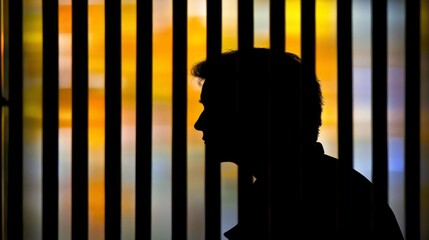 Silhouette of a person standing behind bars, symbolizing confinement and the struggle for freedom, reflecting themes of resilience and hope in overcoming obstacles
