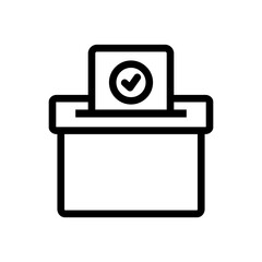 Voting ballot box icon. Election, choice, campaign, decision, politics, petition concepts. Outlined vector design isolated illustration.