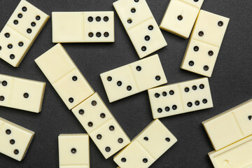 White dominos blocks on black background