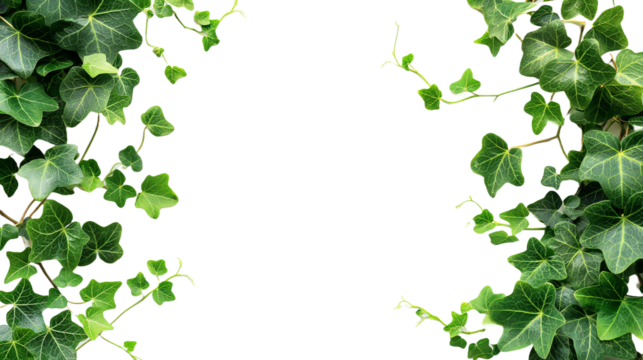 Green Ivy Leaves Frame on Transparent Background