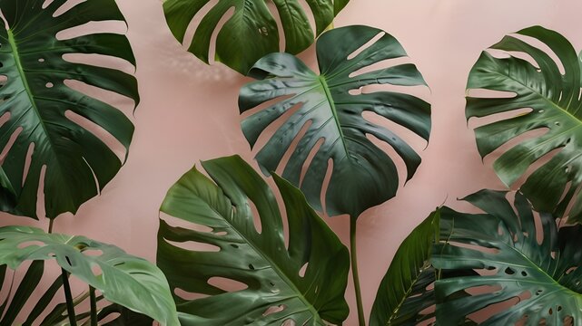 Monstra and palm leaves 