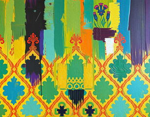 Obraz premium Marocan pattern to print on wall decorations, covers, fabrics, wallpapers. Oil paint.