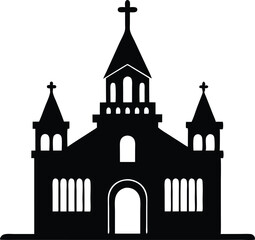 Church silhouette, Christian church house icon, Church building vector