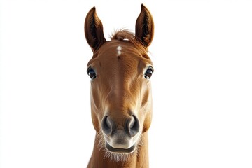 Obraz premium Chestnut Horse Portrait on White Background