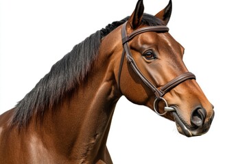 Fototapeta premium Chestnut Horse Headshot, Isolated on White