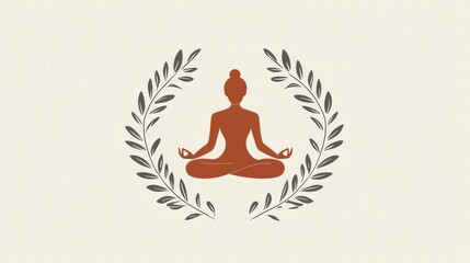 Woman Meditating in Lotus Position with Laurel Wreath