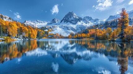 Mountain lake with a serene reflection