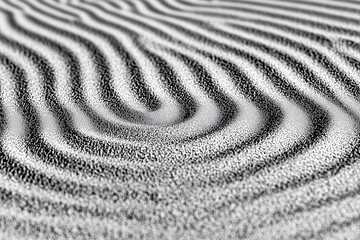 Abstract black and white sand pattern with wavy lines. Generative Ai