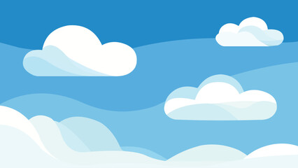 Blue Sky Background With Clouds Vector Illustration.