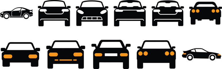 Sleek Car Silhouette Set for Automotive Design Projects. Perfect for Automotive Branding, Posters and Digital Art.