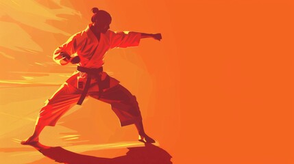 Karate Fighter in Action with Clean Background