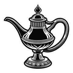 traditional oil lamp detailed in line art