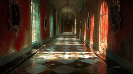 Fototapeta premium A Grand and Mysterious Palace Hallway