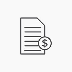 Bill paid thin outlined vector icon.