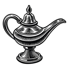 traditional oil lamp detailed in line art