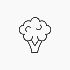 Broccoli thin outlined vector icon.