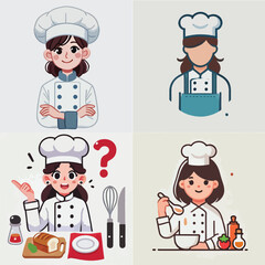 Vector collection of a female chef
