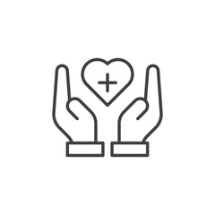 Health insurance thin outlined vector icon.