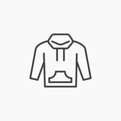 Hoodie jacket thin outlined vector icon.