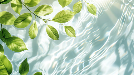 Green Leaves Floating on Gentle Water Wallpaper