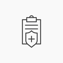 Medical insurance thin outlined vector icon.