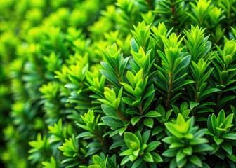 Lush Evergreen Hedge Privacy Screen: Macro Photography of Dense Foliage