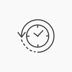 Rewind time thin outlined vector icon.