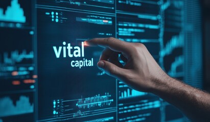 Hand Interacting with Digital Display of Vital Capital Information