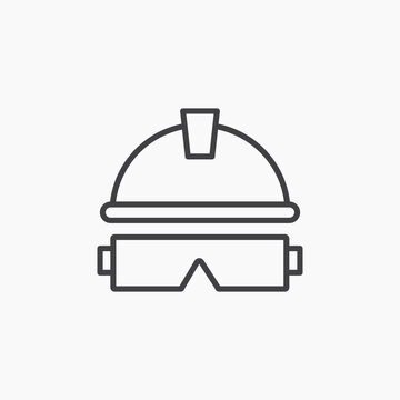 recommend clip art: Safety helmet thin outlined vector icon.