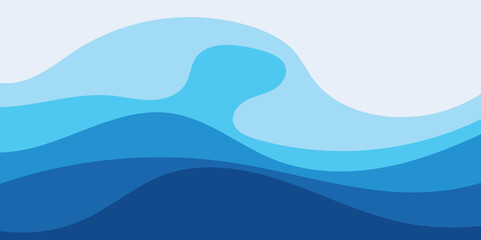 Blue wave vector abstract background flat design adobe illustration.