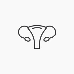 Uterus thin outlined vector icon.