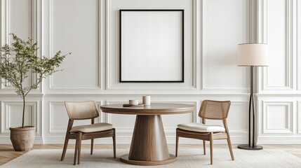 Minimalist Interior Design Mockup with Empty Frame