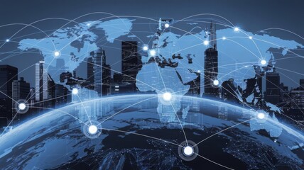 A visual representation of the global networking technology. Copy cut
