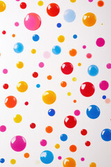 Vibrant and colorful bubbles on a white background create a playful and cheerful abstract pattern.