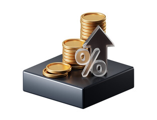 PNG growth money isolated on transparent 3d podium background with wealth financial business success finance graph stock profit investment chart.