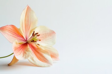 Fototapeta premium mountain flower with delicate petals placed against white background bright colors of flower contrast beautifully with