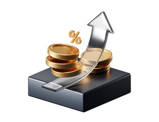 PNG growth money isolated on transparent 3d podium background with wealth financial business success finance graph stock profit investment chart.