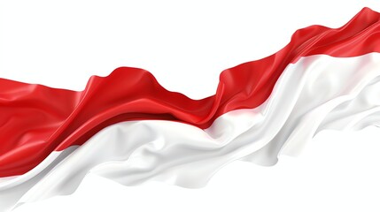 A waving Indonesian flag on a white background.