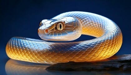A vibrant, iridescent snake symbolizing the Year of the Snake 2025, blending traditional New Year themes with modern, surreal aesthetics in a colorful and festive setting.