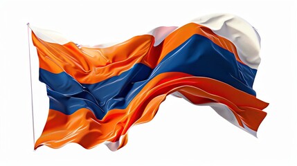 A waving flag of Armenia isolated on white background.