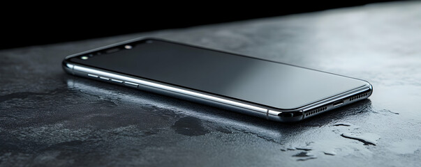 A sleek smartphone resting on a textured surface, showcasing modern technology.