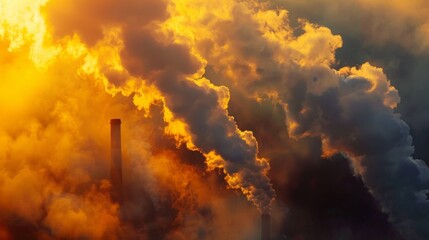 Obraz premium Industrial Processes in Agriculture Under Golden Skies