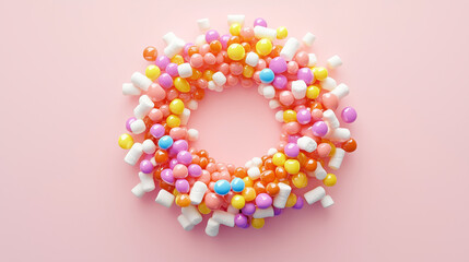Pop Cute Marshmallows and Candy Background
