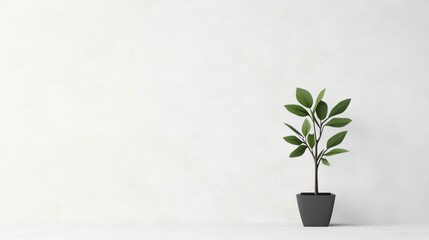 Minimalist Interior with 3D Plant Render