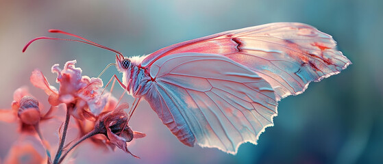 Fototapeta premium Endangered Butterfly on Pink Flower: Delicate Wings, Artistic Composition