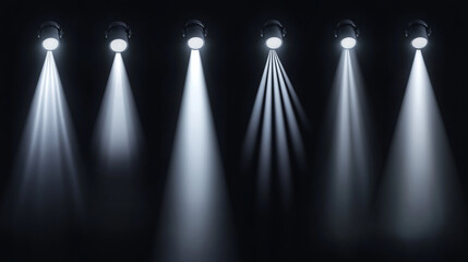 Obraz premium Stage lights illuminating a dark background for performance or event. 