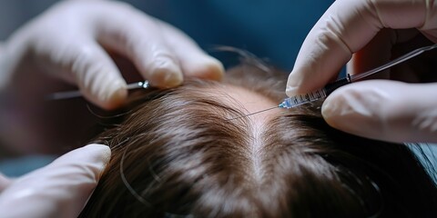 Fototapeta premium Hair Restoration: Mesotherapy Injections for Hair Regrowth and Density Improvement