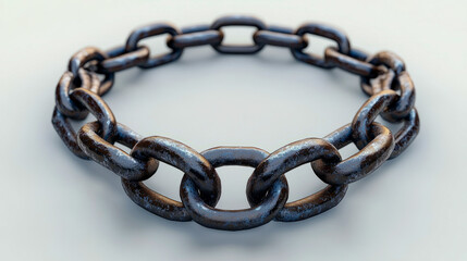 Rusty metal chain circle on light background
